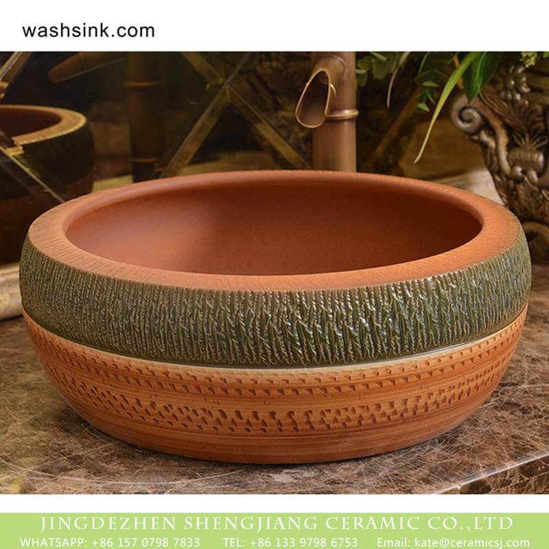 China traditional high quality retro carved ceramic art wash hand basin