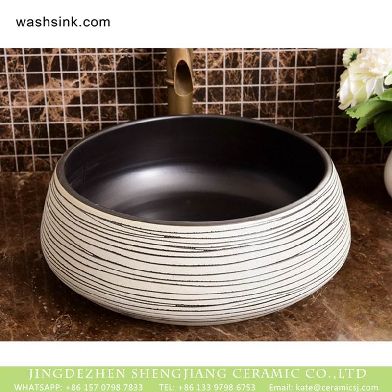 Hot Sales special design porcelain irregular black lines bathroom sink bowl