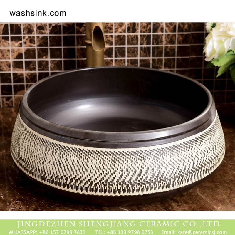 Chinese morden new style black ceramic with black and white irregular pattern wash hand basin
