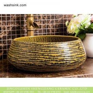 XHTC-X-1047-1 Chinese morden new style irregular bar pattern retro ceramic art wash hand basin