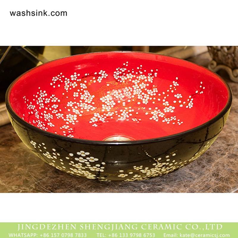 Japanese style of Shengjiang factory direct black and red color with flowers device basin