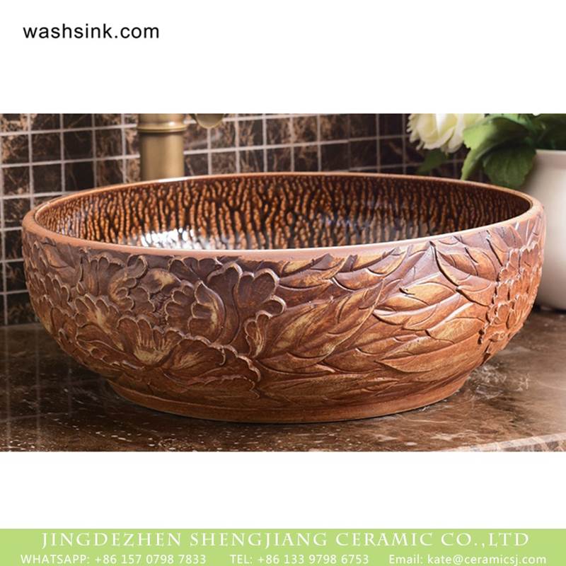 The Roman style pure hand elaborate carved art vanity basin
