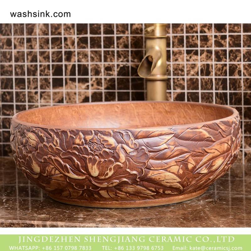 China traditional high quality bathroom ceramic hand carved an artistic design basin