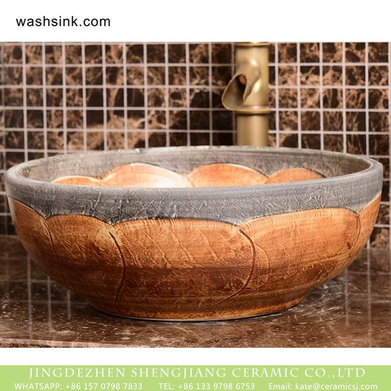 Hot sale Shengjiang factory direct wood color and the edge of stone color wash sink