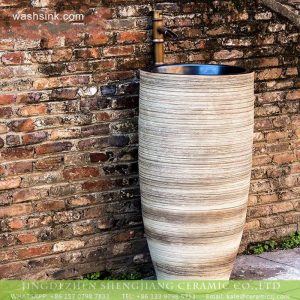 XHTC-Y-6003-4 China traditional high quality ceramic hand carved black color wall arts and crafts outdoor pedestal wash basin