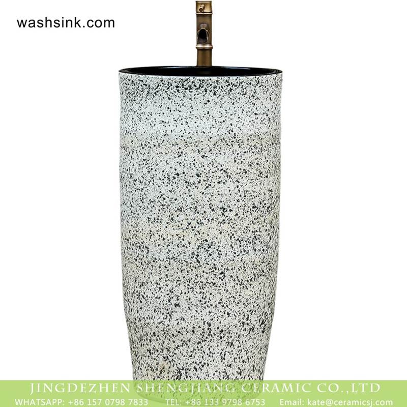 New products bathroom decorative ceramic black wall and white color with spots surface wash basin