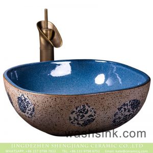 XXDD-02-4 China wholesale color glazed bathroom porcelain high gloss wall and beautiful design on the surface basin