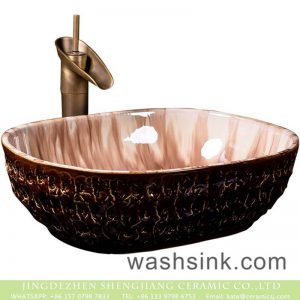 XXDD-16-3 Europe retroing style high gloss light color and uneven dark surface wash hand basin