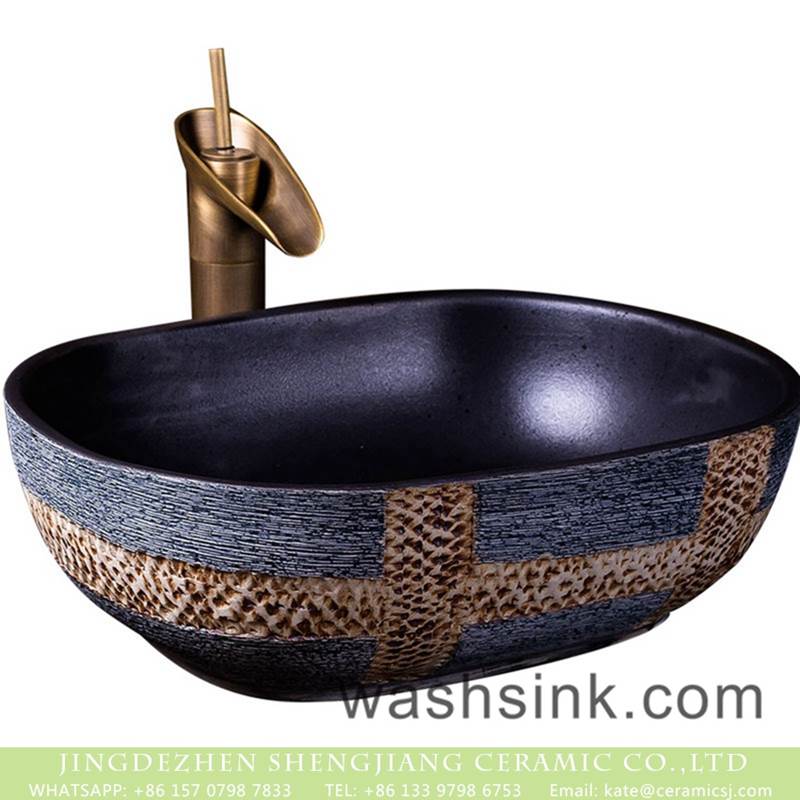  Chinese hand carved hot sale product black wall and beautiful design art lavabo