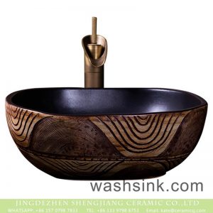 XXDD-23-4 Shengjiang factory direct black wall and the beautiful wood color surface vanity basin
