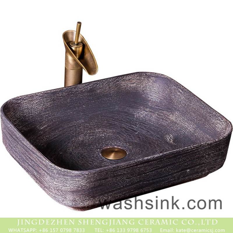 Hot new products the thin of dark color counter mounted single hole retro ceramic art basin