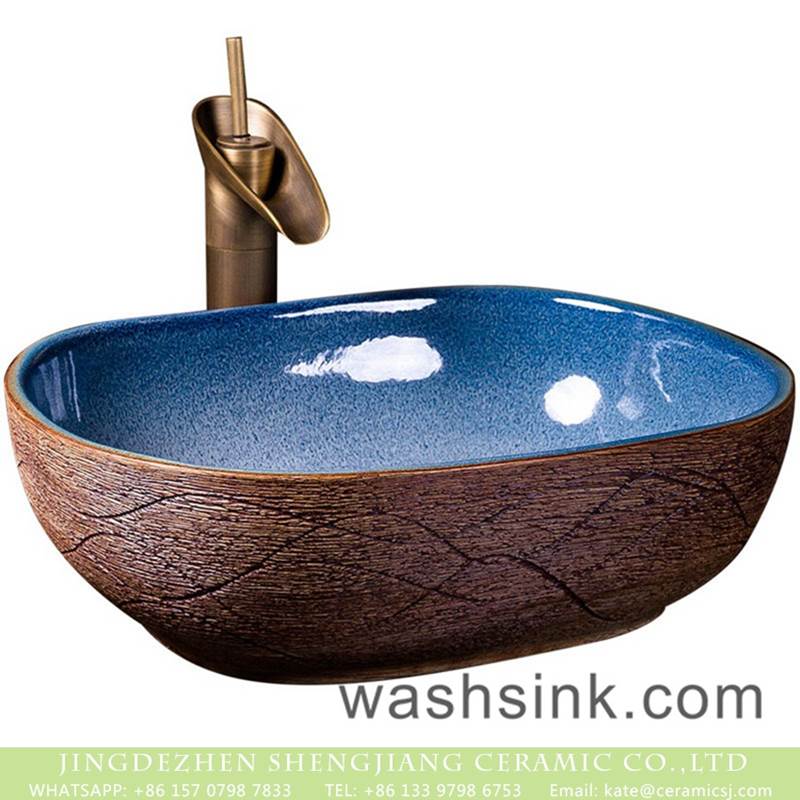 Jingdezhen retro style light blue wall and the wood of surface vanity art ceramic