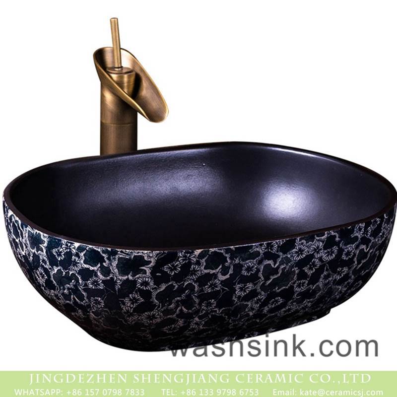 New produced Jingdezhen Jiangxi black ceramic with floral pattern sanitary ware