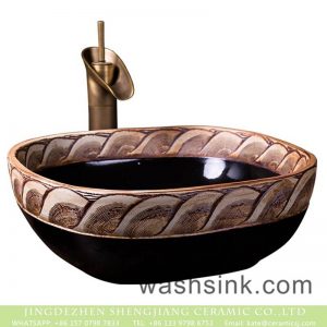 XXDD-38-3 The european retro style black ceramic and hand carved special design art basin