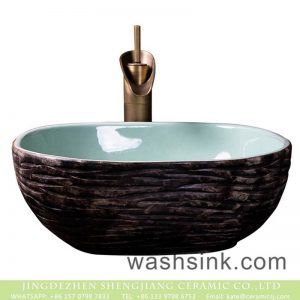 XXDD-39-4 Hot sales special design green color wall and carved uneven surface square sink bowl