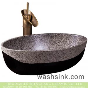 XXDD-45-5 Shengjiang factory wholesale oval ceramic black and white with spots vanity basin