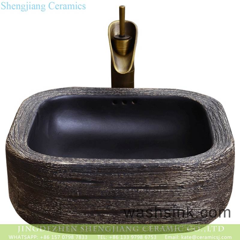 Jingdezhen hot new products black high gloss wall and hand carved thick foursquare toilet basin