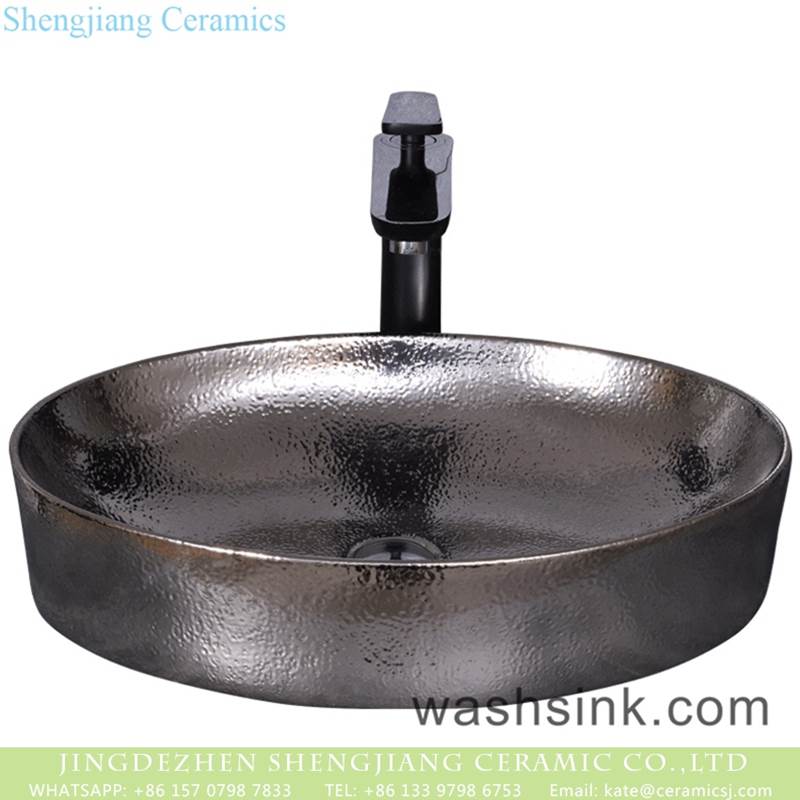 Chinese art countertop  chrome silver round sanitary ware 