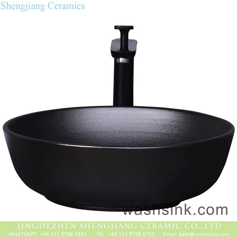   Shengjiang factory direct black ceramic round sink bowl
