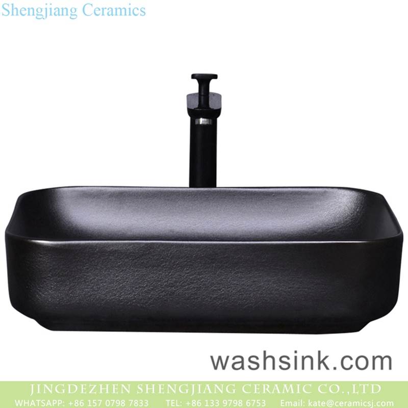 Shengjiang factory wholesale price black ceramic square vanity basin