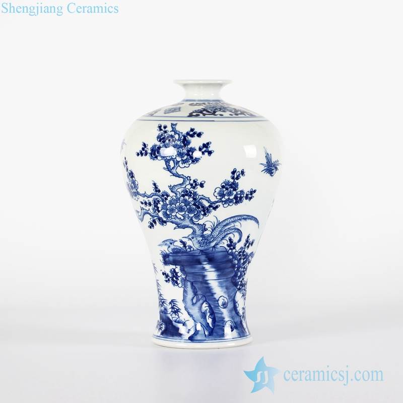 Antique style blue and white China style royal ceramic Meiping vase