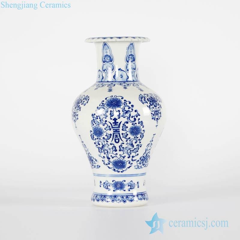 Royal design blue and white hand paint porcelain home decor vase