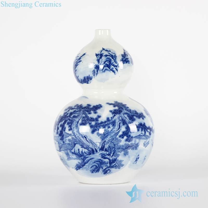 China calligraphy design calabash shape hot sale porcelain exhibition vase