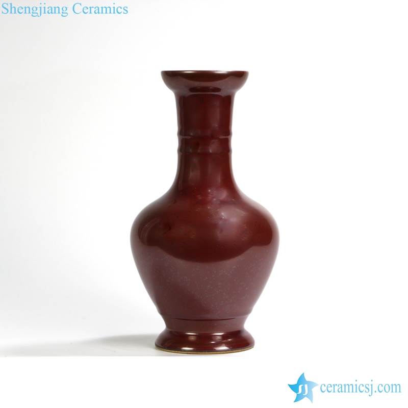 RYPM36 Jingdezhen Soild Color Red narrow long neck elegant ceramic flower vase