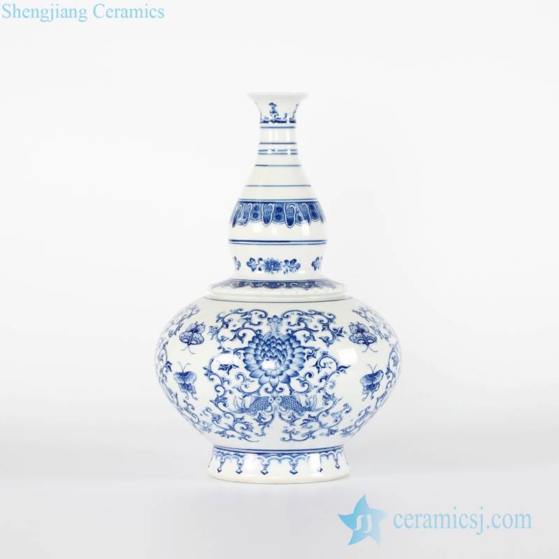 Calabash shape light blue color porcelain flower vase sale
