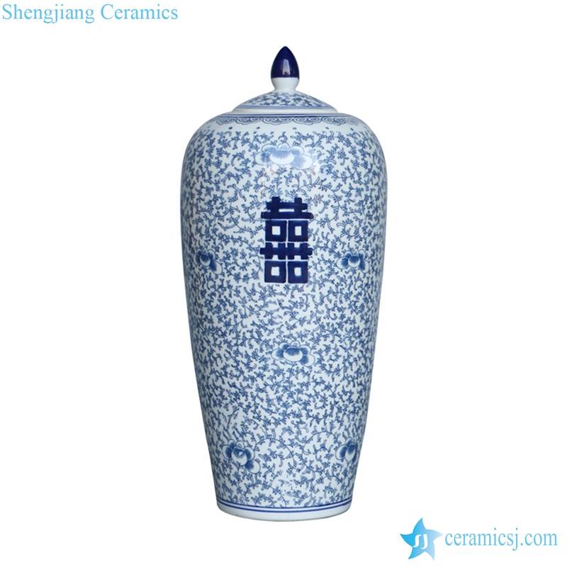 Slim and tall hand drawing style double happy jar porcelain 
