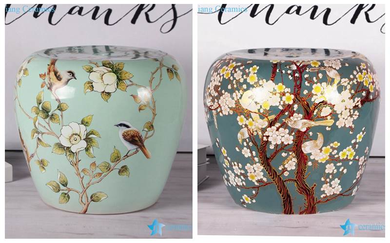 Cute cozy floral bird chinaware stool