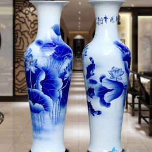 BV82 - wholesales antique chinese 60inch blue and white floor ceramic porcelain flower vase large for office decoration