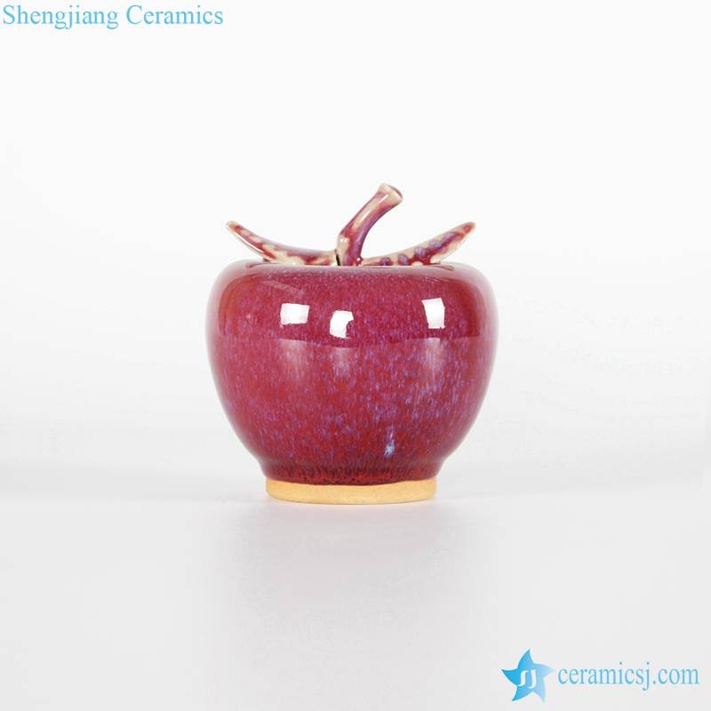 Red apple style ceramic figurine for interior decor