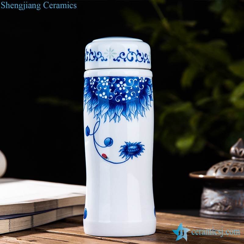 blue and white ceramic cup
