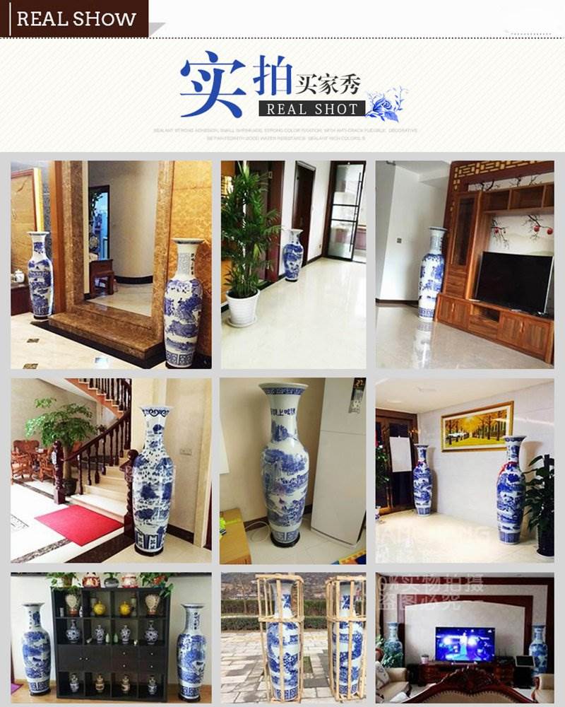 Real show of tall ceramic vase 