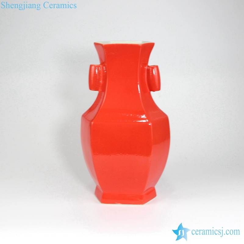 Red vase is with special shape