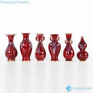 RZFW22-28 Different shape with transitional red glaze vases