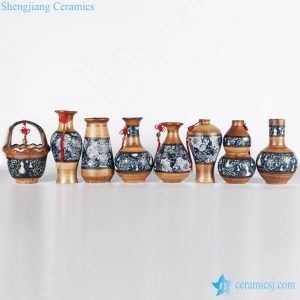 RZLJ01-07 Mixed style clay background with blue and white decor country style flower vases for hotel