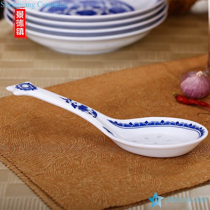 blue and white soup spoon