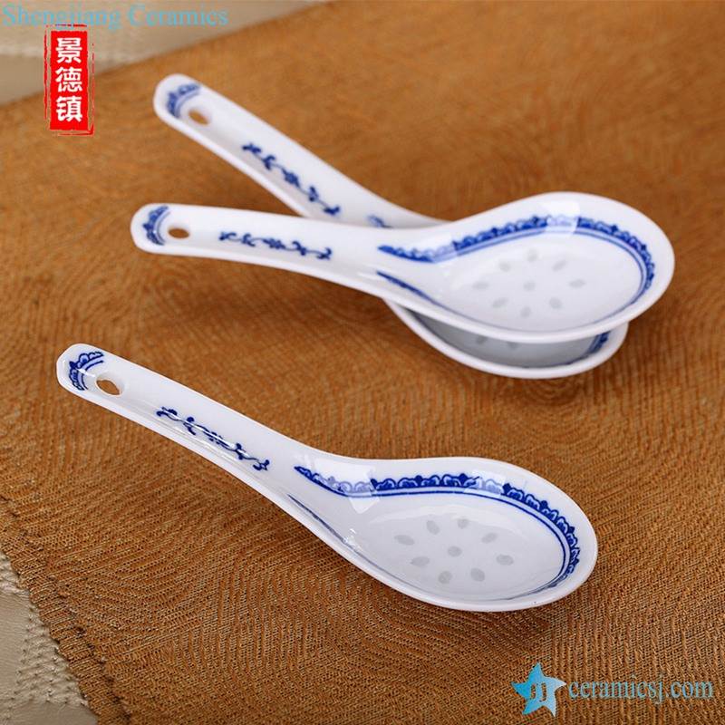 blue and white soup spoon