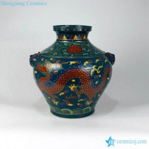 RZLV06-08 Lacquerware style dark color hand painted reproduction flower vase