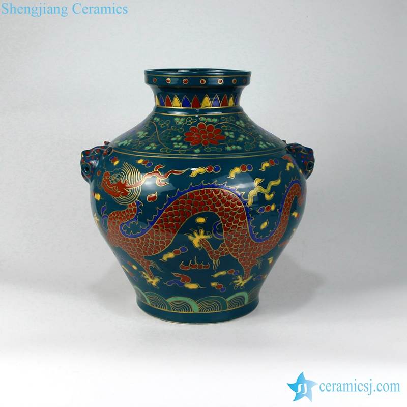 GREEN WOODEN lacquerware vase