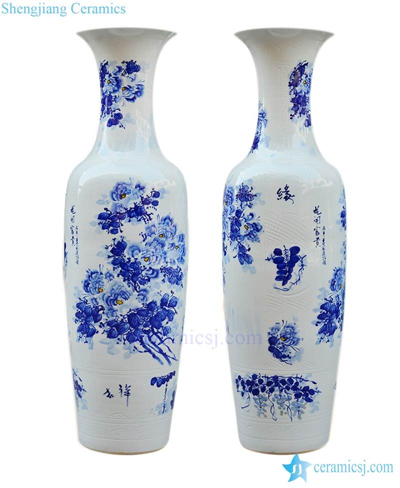 Tall blue and white Ceramic vase 
