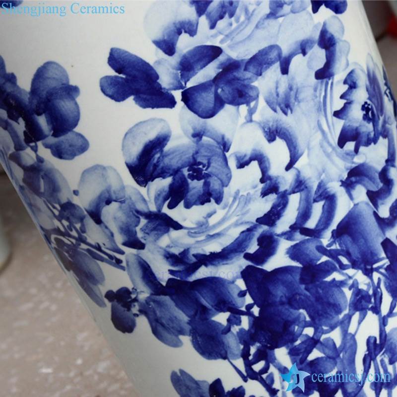 Tall Blue and white ceramic vase 