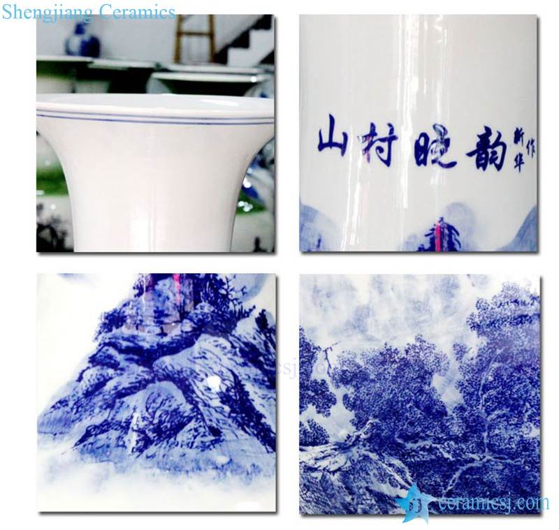 Tall Blue and white ceramic vase 