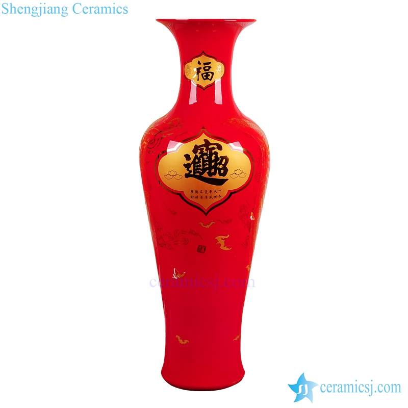 Large ceramic vase red 