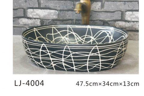 LJ-4004 Porcelain black Bathroom artwork Laundry Washing Basin Sink