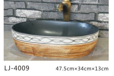 LJ-4009 Porcelain black Bathroom artwork Laundry Washing Basin Sink