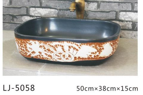 LJ-5058 Porcelain clay glazed Square Bathroom artwork Laundry Washing Basin Sink