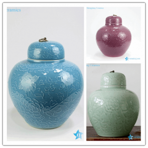 RYDB56-ABC Metal lid apple shape hand carved floral plain color jars